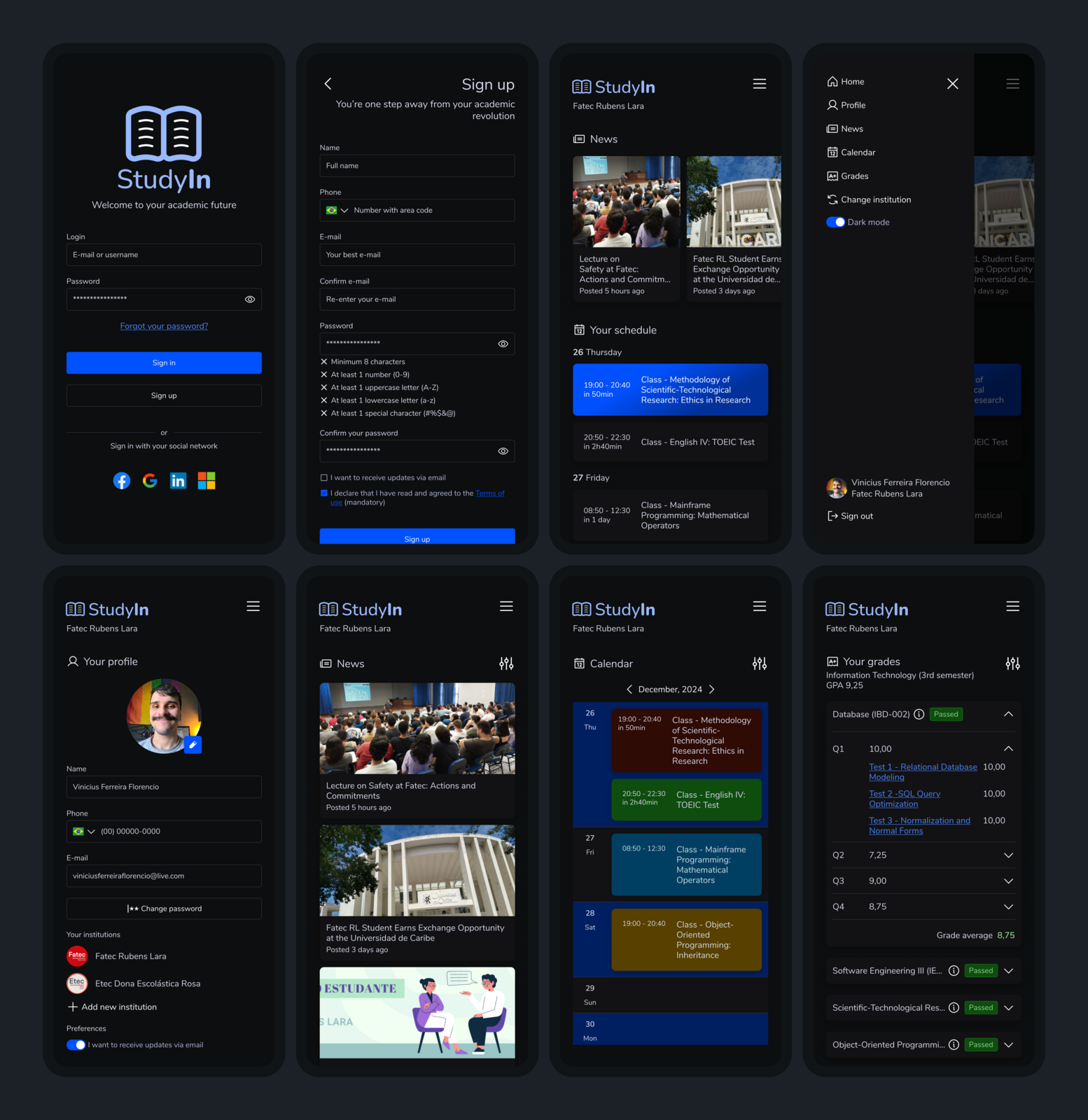 StudyIn dark mode